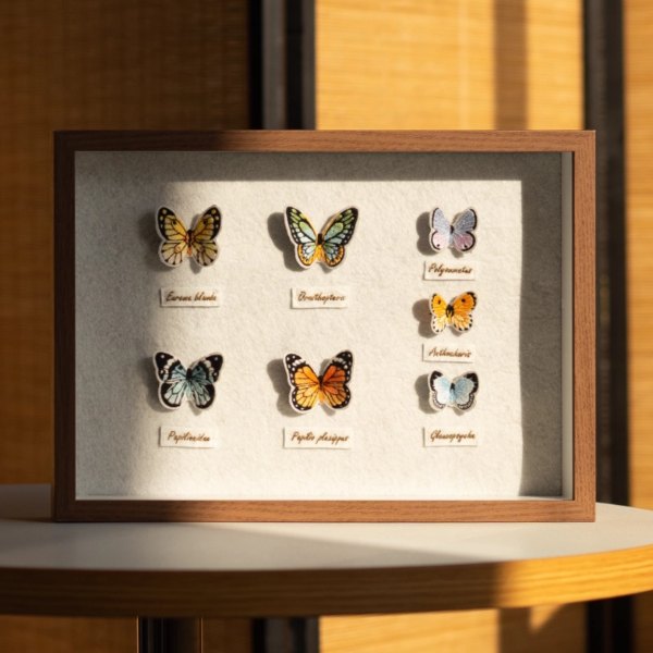 Embroidery DIY handmade couple gift photo frame pendant butterfly specimen decorative painting