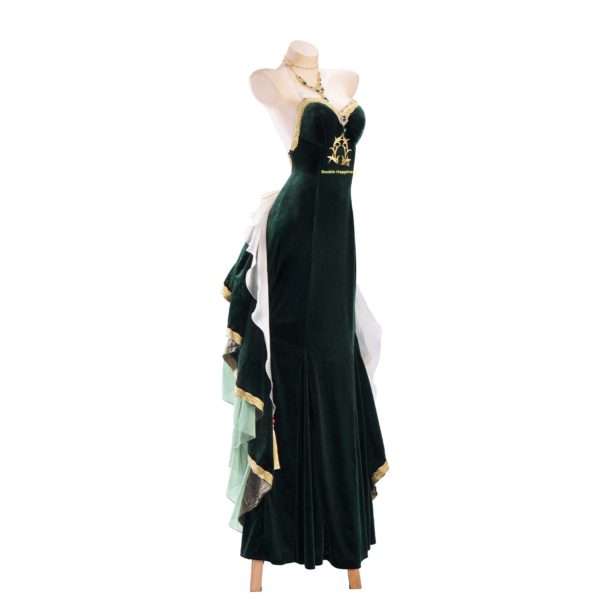 Code Geass C.C. Cosplay – Court Style Dark Green Gown for Women
