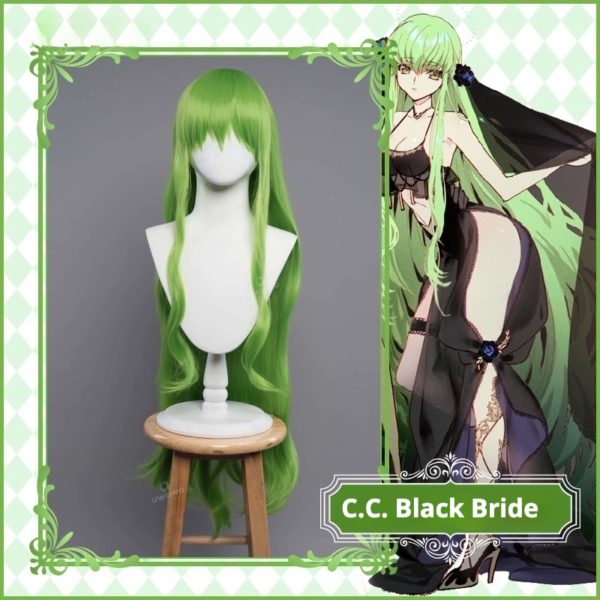C.C. Cosplay Wig – Code Geass Green 100cm Long Wig for Dress Version Costume