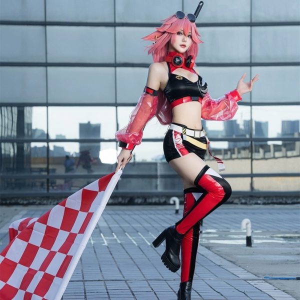 Yae Miko Racing Suit Cosplay Costume – Genshin Impact Fan-Made Outfit for Women - Image 4