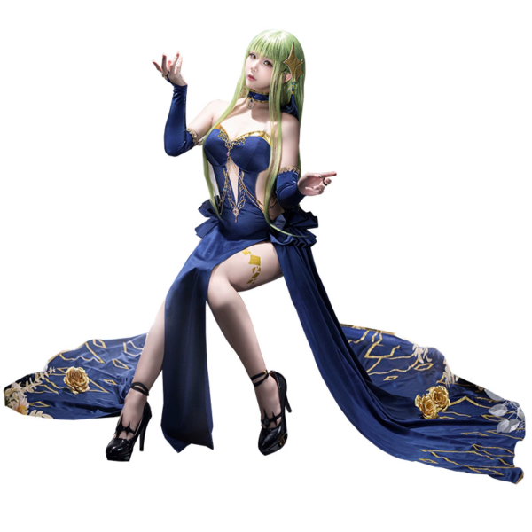 C.C. Chessboard Evening Dress Cosplay – Mahjong Soul × Code Geass Collaboration Costume for Women - Image 2