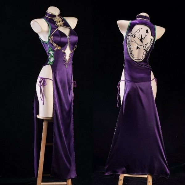C.C. Cosplay Costume – Code Geass Purple Cheongsam Dress for Women - Image 3